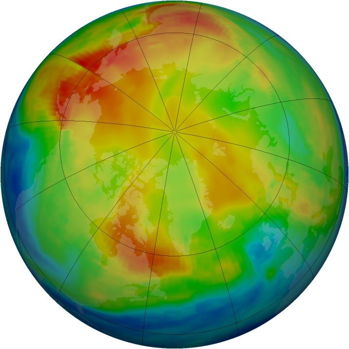 Arctic ozone map for 23 January 1988